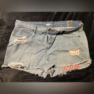 Old Navy Blue Jean Shorts with Red Accents